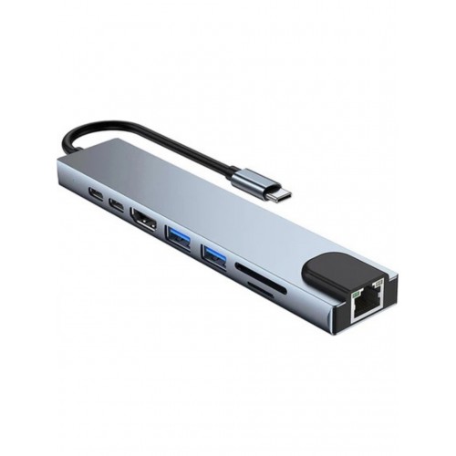 TYPE-C TO HDTV 8 İN 1 RJ45 TF/SD HDTV USB 2 TYPE-C PD DÖNÜŞTÜRÜCÜ SIFIR ÜRÜN