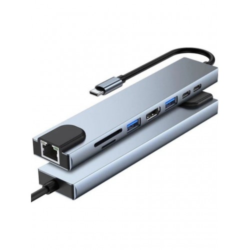 TYPE-C TO HDTV 8 İN 1 RJ45 TF/SD HDTV USB 2 TYPE-C PD DÖNÜŞTÜRÜCÜ SIFIR ÜRÜN