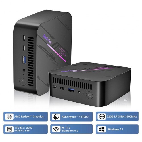 SON 10 ADET!!!!! BLACKVIEW MP100 MINIPC AMD R5 7430U 16GB/1TB M.2 WINDOWS 11 PRO SINIRLI STOK!!!